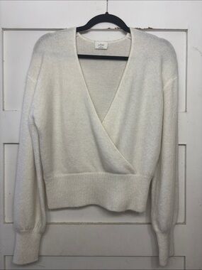 Wilfred Cream Wrap-Style V-Neck Sweater